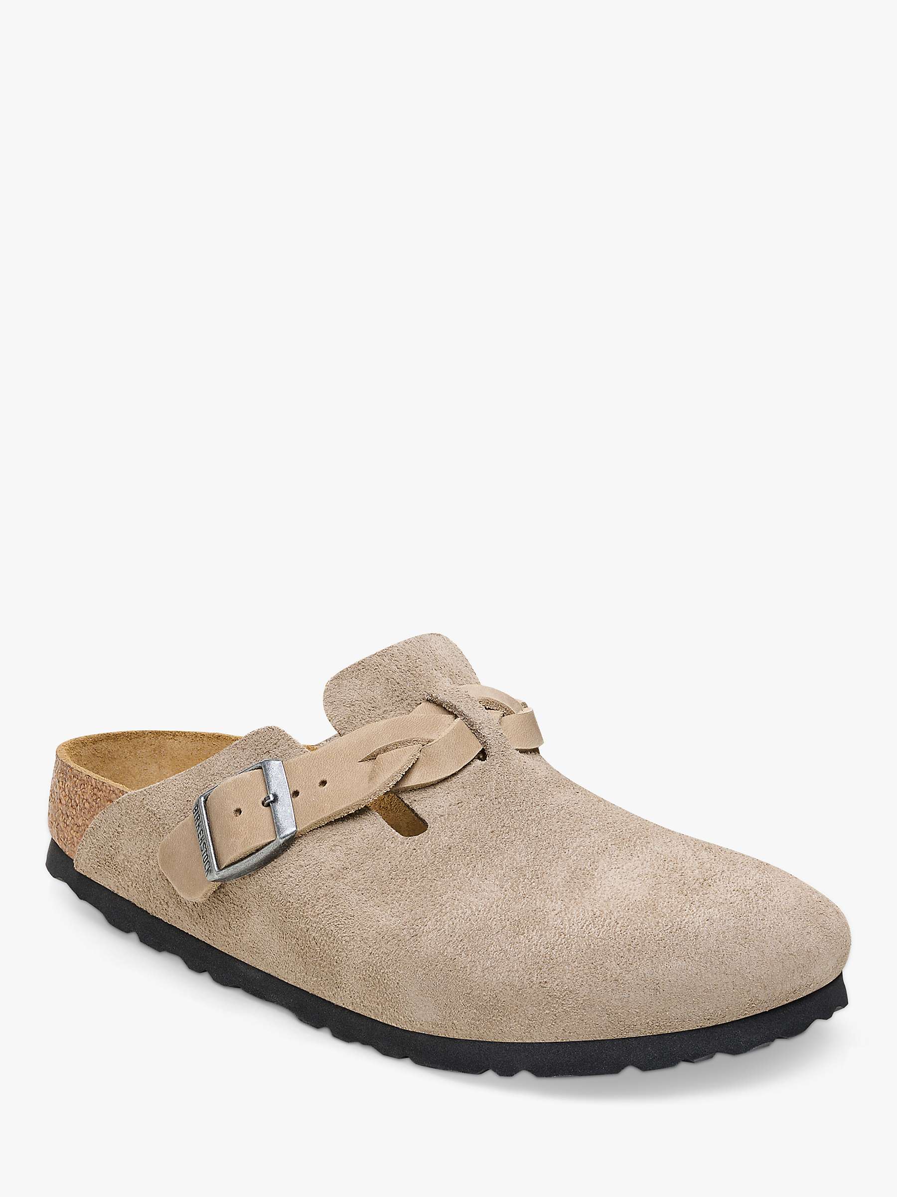 Buy Birkenstock Braided Buckle Suede Clogs, Taupe Online at johnlewis.com