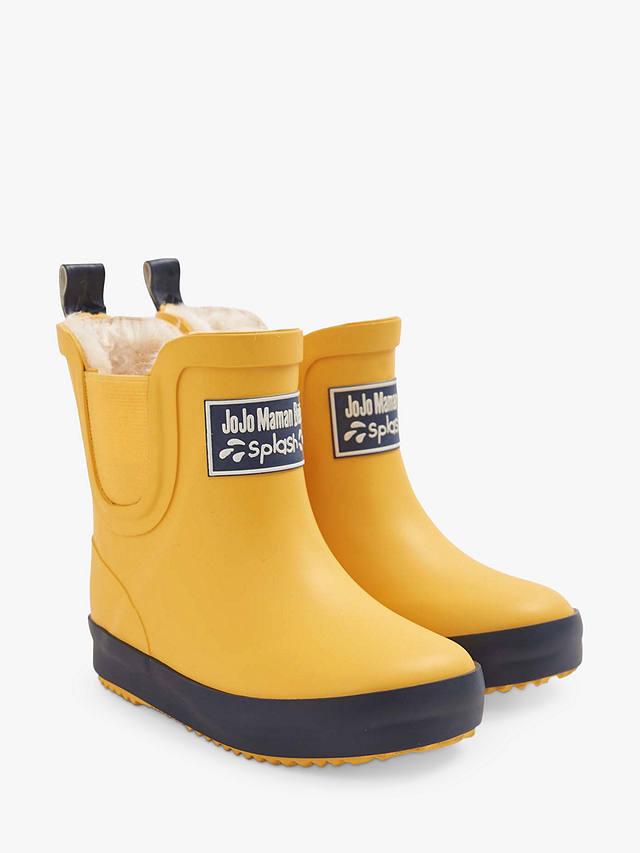 JoJo Maman Bébé Kids' Lined Wellington Boots, Yellow