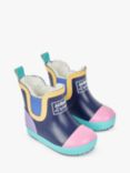 JoJo Maman Bébé Kids' Lined Colour Block Wellington Boots, Navy