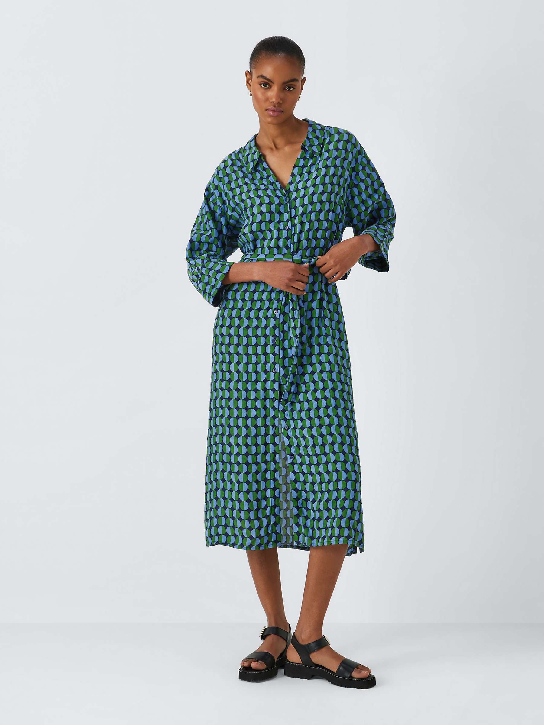 Buy John Lewis ANYDAY Geometric Print Shirt Midi Dress, Navy/Multi Online at johnlewis.com