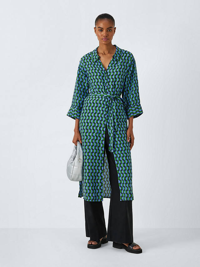 John Lewis ANYDAY Geometric Print Shirt Midi Dress, Navy/Multi