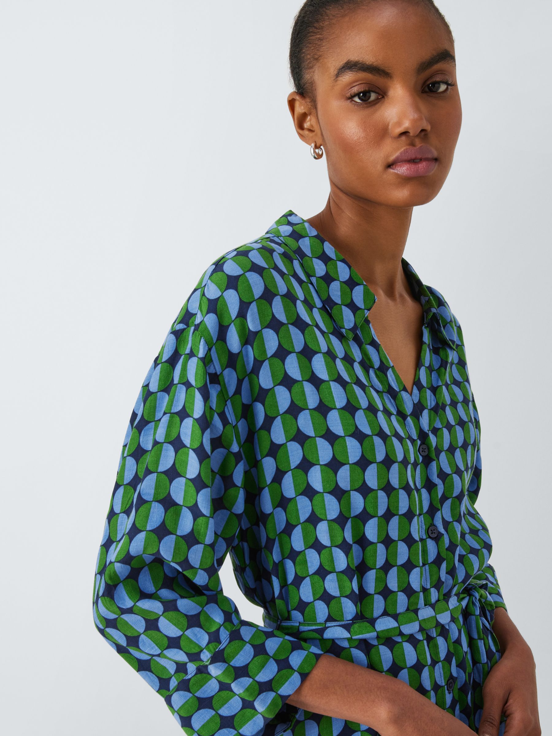 Buy John Lewis ANYDAY Geometric Print Shirt Midi Dress, Navy/Multi Online at johnlewis.com