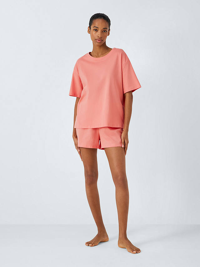 John Lewis Greta T-Shirt Jersey Short Pyjama Set, Desert Rose