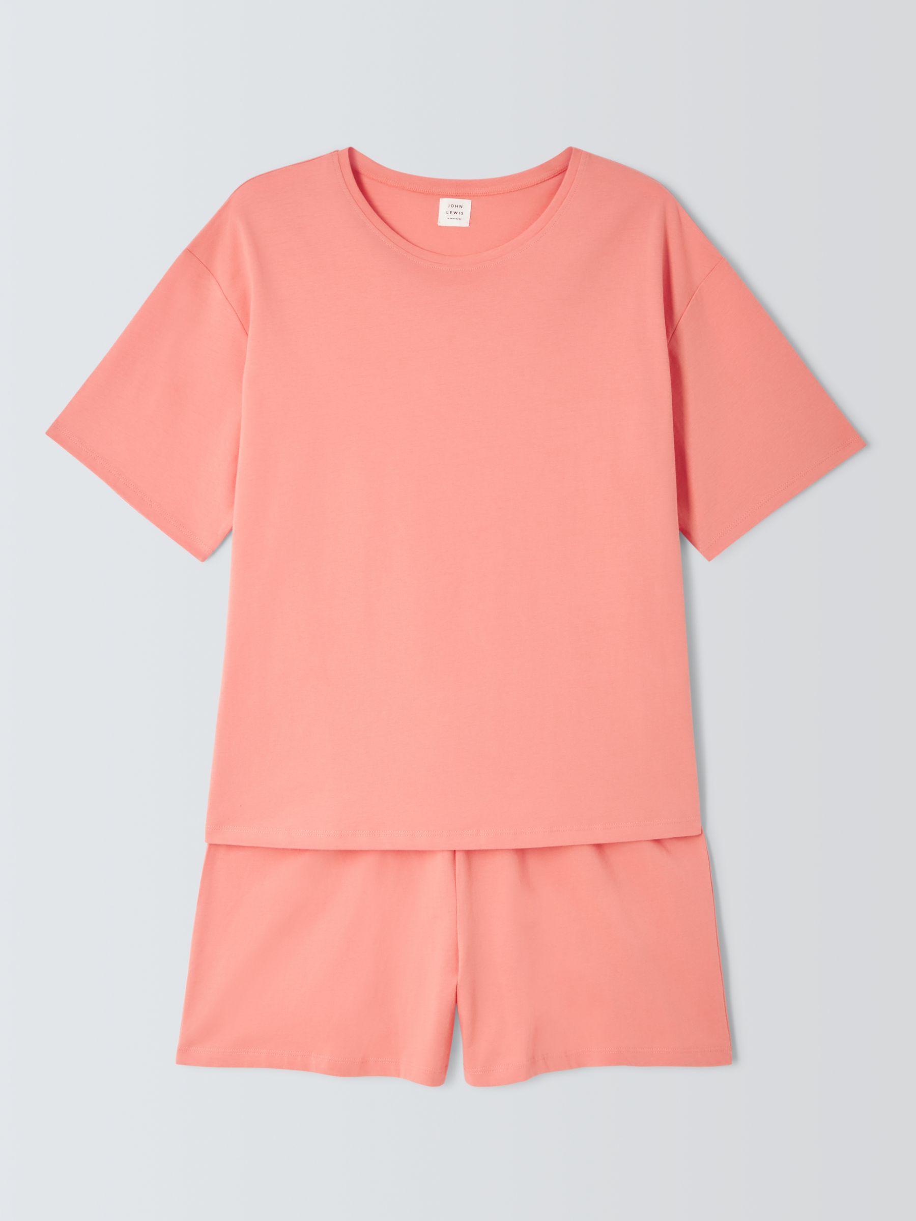 John Lewis Greta T-Shirt Jersey Short Pyjama Set, Desert Rose, 10