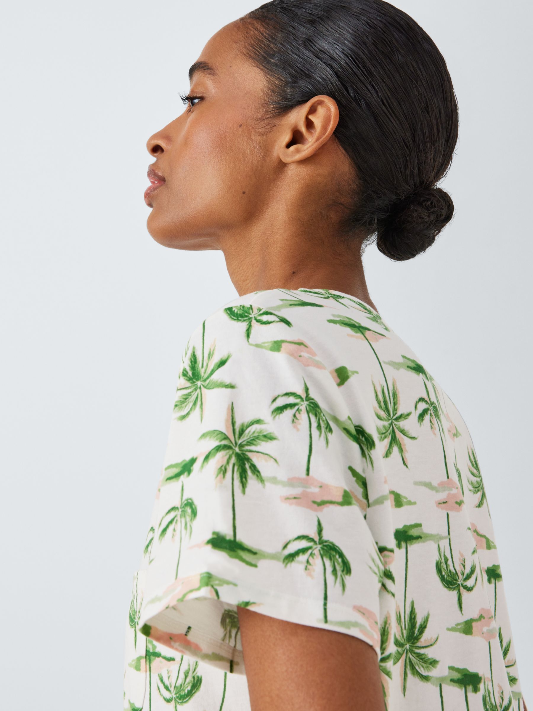 Buy John Lewis Millie Palm Trees Jersey Short Pyjama Set, Ivory/Coral Online at johnlewis.com