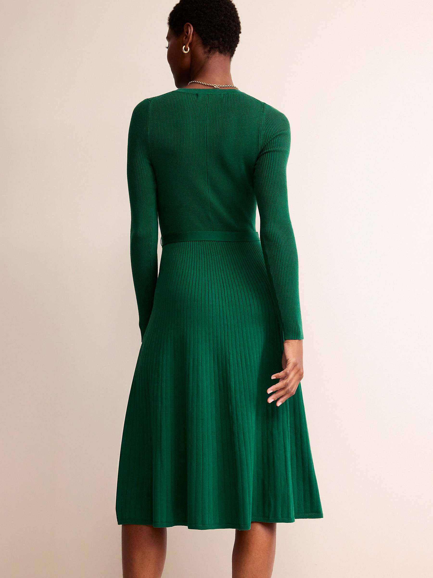 Buy Boden Lola Rib Knit Midi Dress, Emerald Green Online at johnlewis.com
