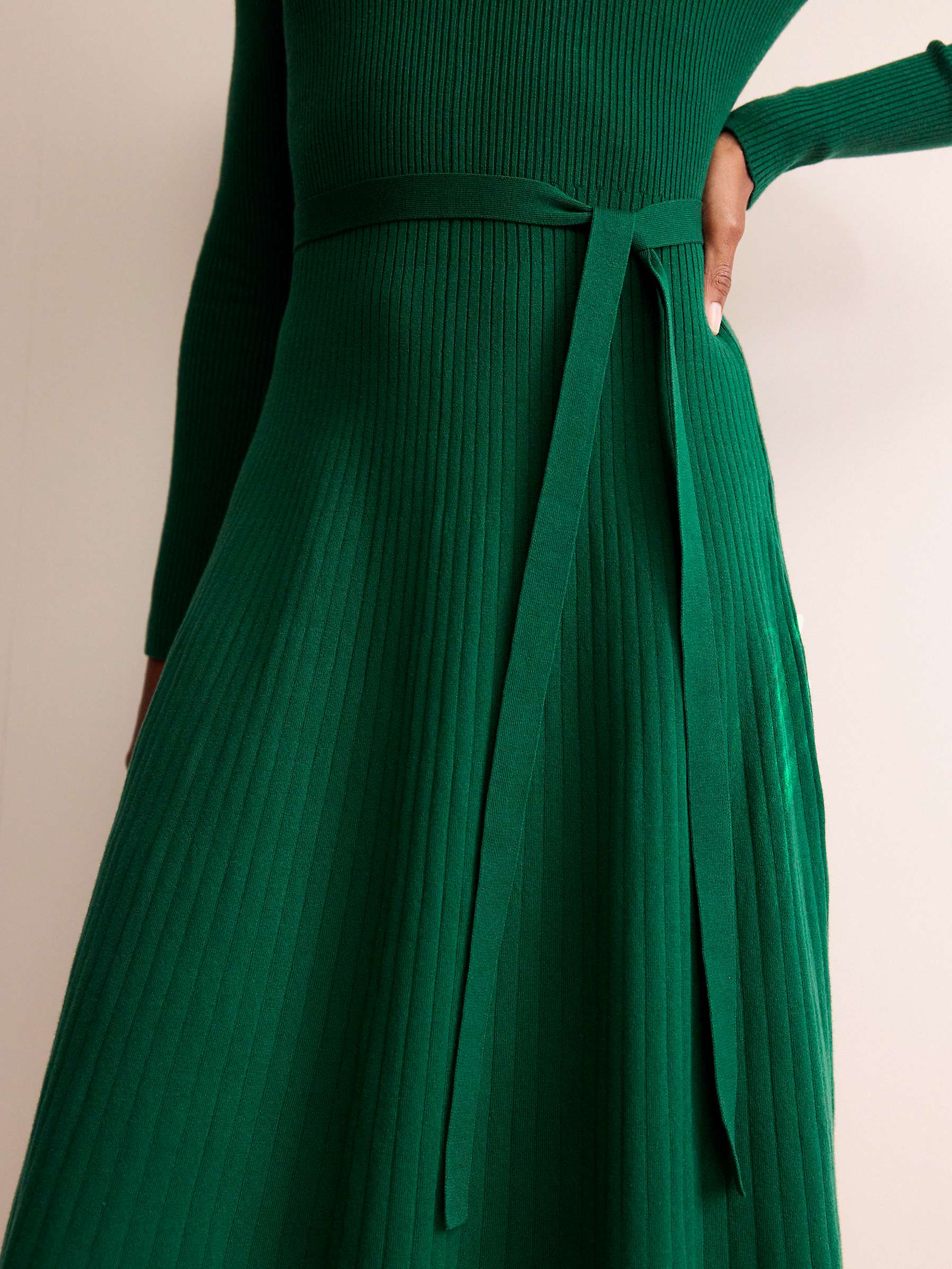 Buy Boden Lola Rib Knit Midi Dress, Emerald Green Online at johnlewis.com
