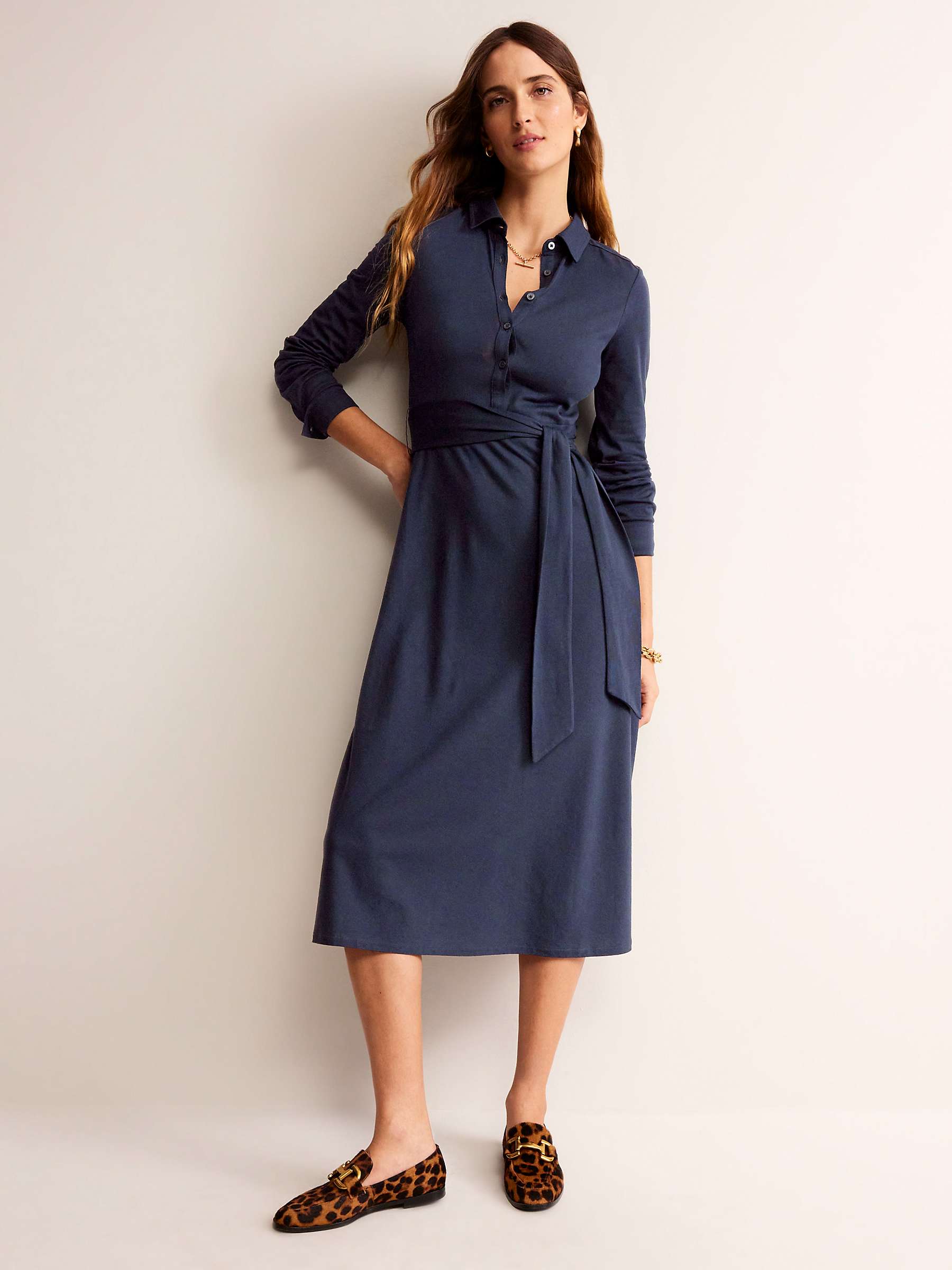 Buy Boden Laura Jersey Shirt Midi Dress, Navy Online at johnlewis.com