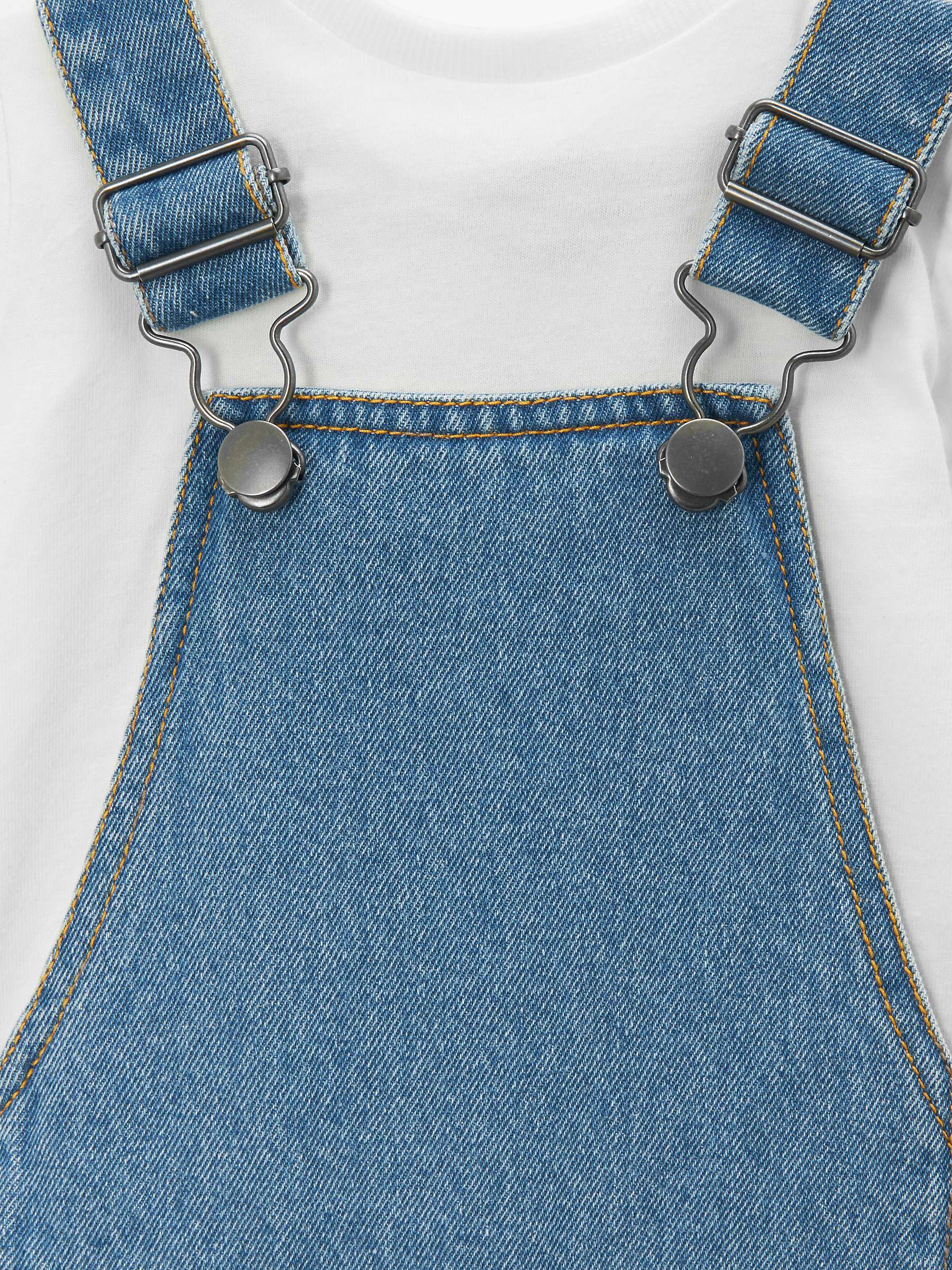 Buy John Lewis Baby Denim Dungarees & T-Shirt Set, Blue Online at johnlewis.com
