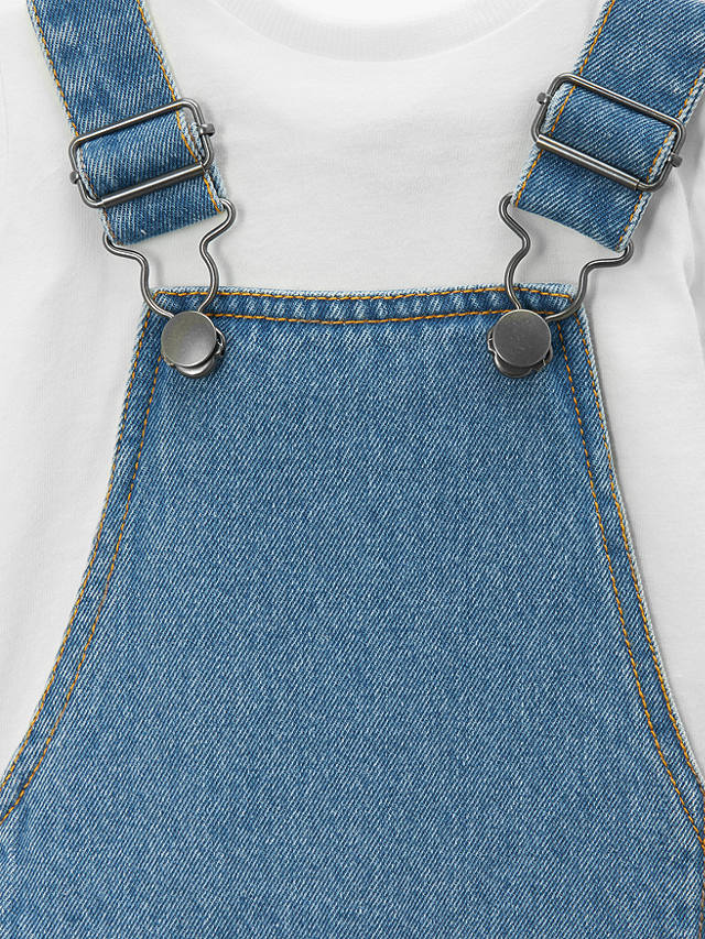 John Lewis Baby Denim Dungarees & T-Shirt Set, Blue