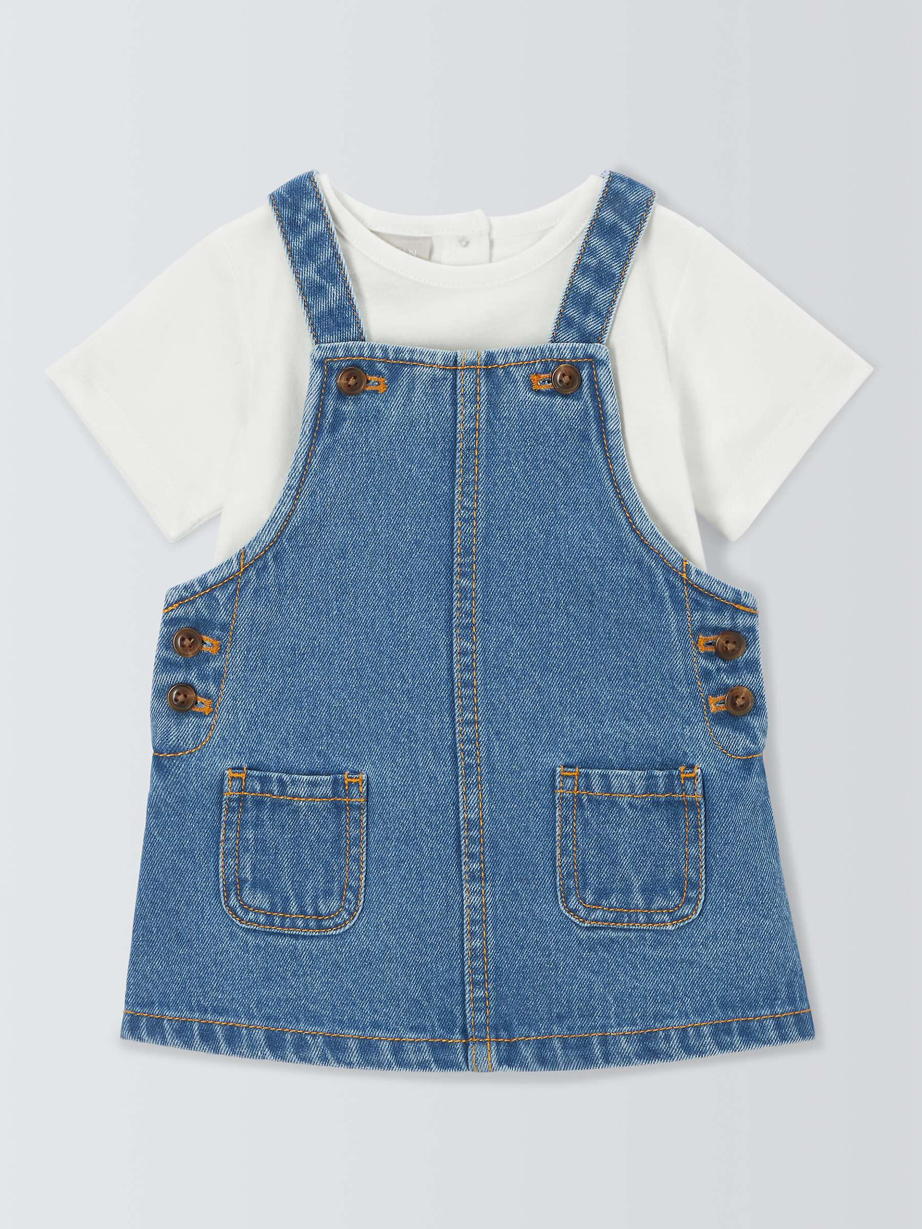 Buy John Lewis Baby T-Shirt & Pinafore Set, Denim Online at johnlewis.com