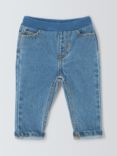 John Lewis Baby Ribbed Waist Jeans, Blue