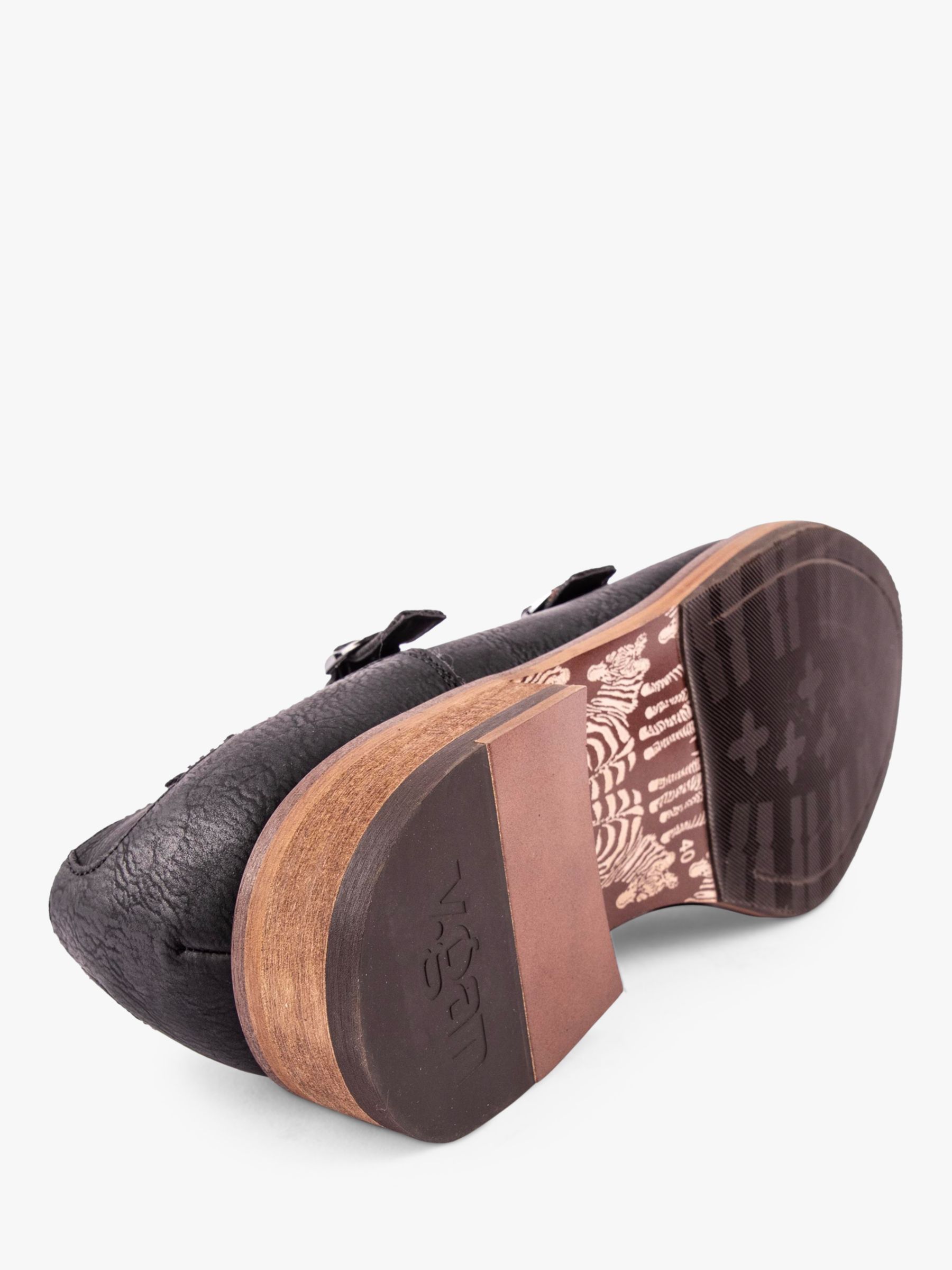 V.GAN Vegan Chervil Tan Monk Strap Shoes, Black, 6