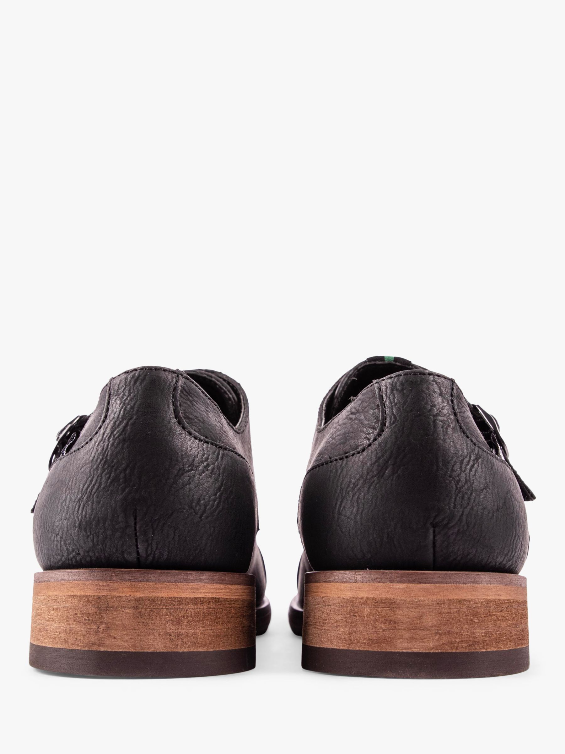 V.GAN Vegan Chervil Tan Monk Strap Shoes, Black, 6