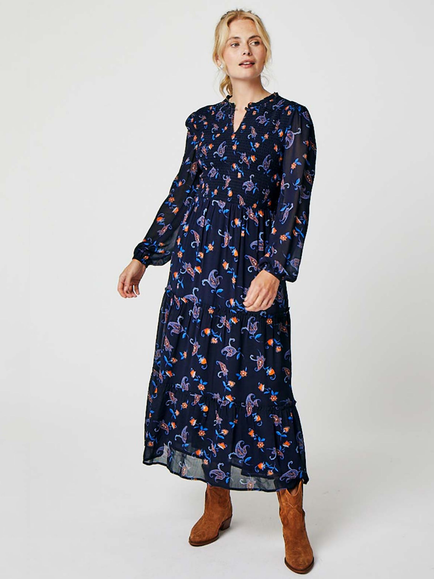 Buy Aspiga Arabelle Floral Print Midaxi Dress, Navy/Multi Online at johnlewis.com