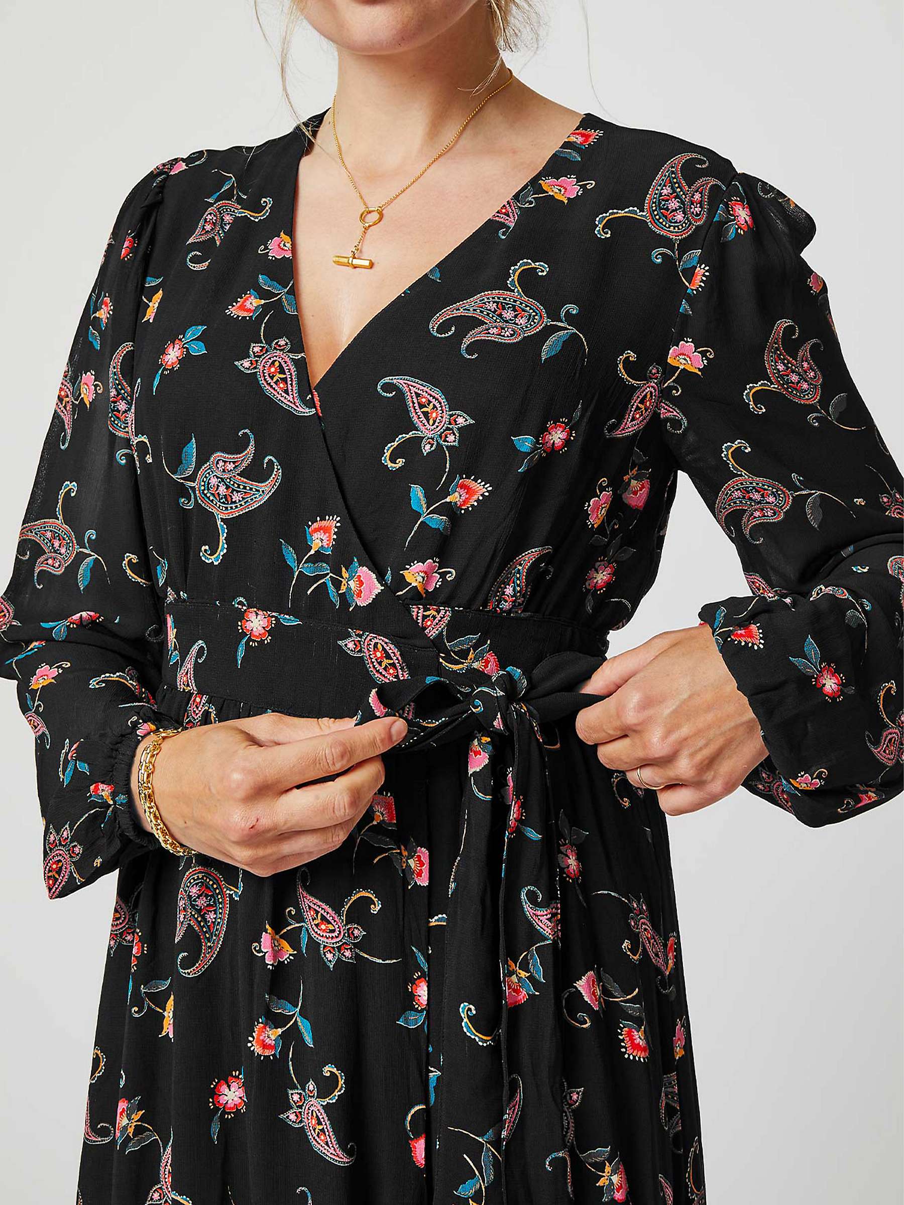 Buy Aspiga Elti Georgette Wrap Dress, Black/Multi Online at johnlewis.com