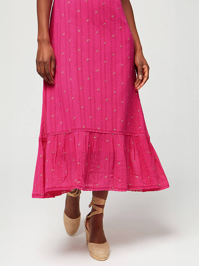 Aspiga Poppy Embroidered Jacquard Midi Dress, Pink at John Lewis & Partners