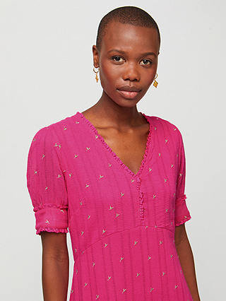 Aspiga Poppy Embroidered Jacquard Midi Dress, Pink