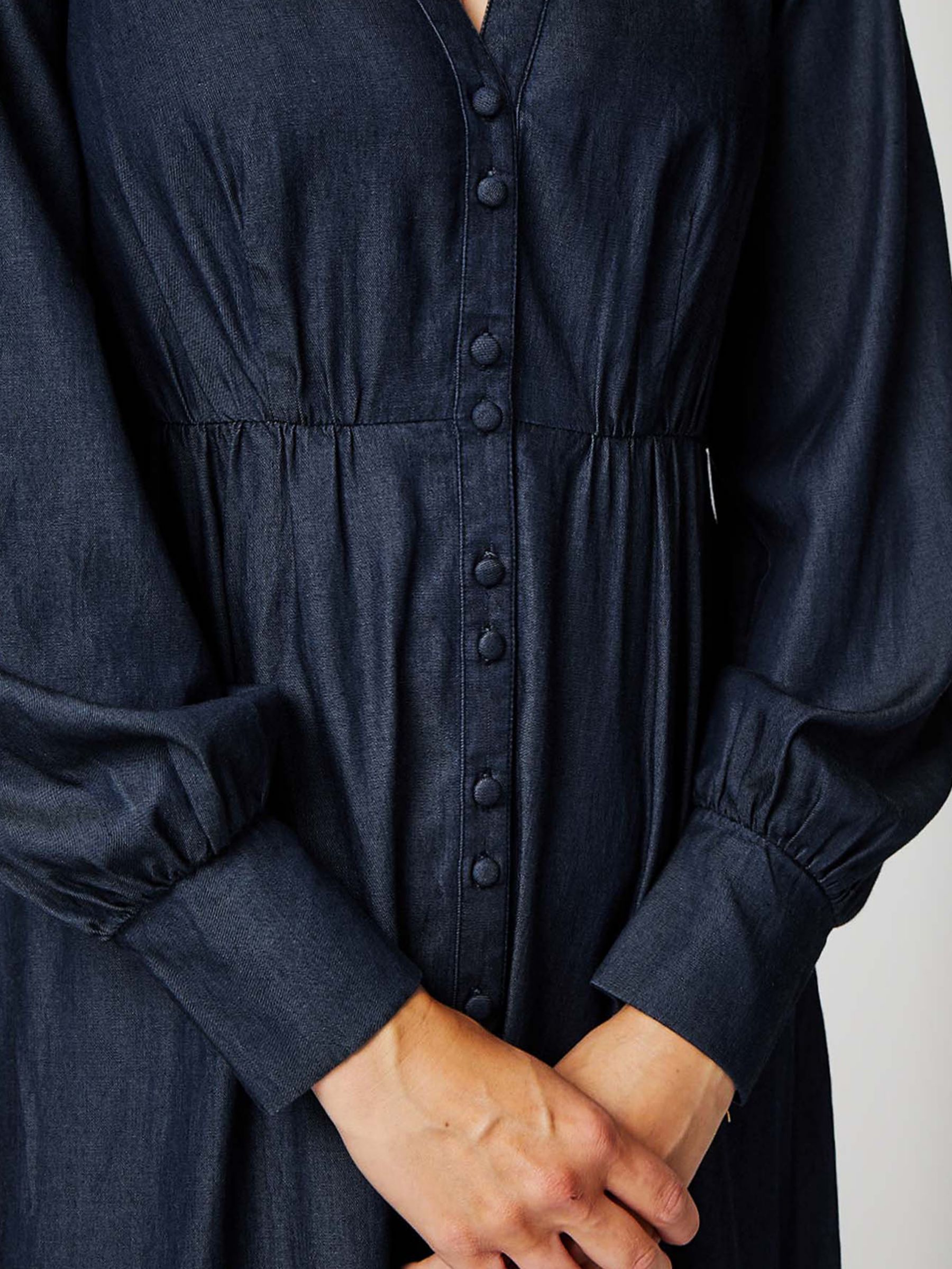 Aspiga Trinity Tencel Denim Midi Dress, Dark Wash at John Lewis & Partners