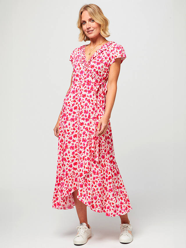 Aspiga Demi Wrap Cheetah Print Midi Dress, Pink