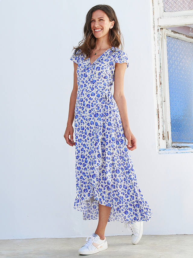 Aspiga Demi Wrap Cheetah Print Midi Dress, Cheetah Cream/Blue