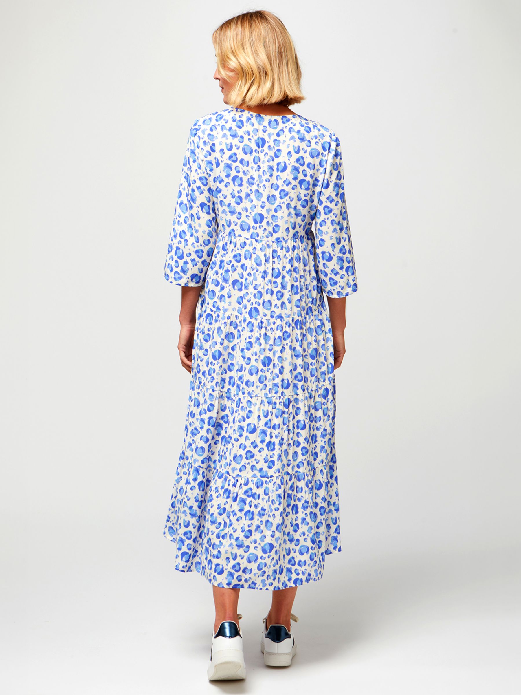 Aspiga Emma Cheetah Print Midi Dress, Cream/Blue, XXL