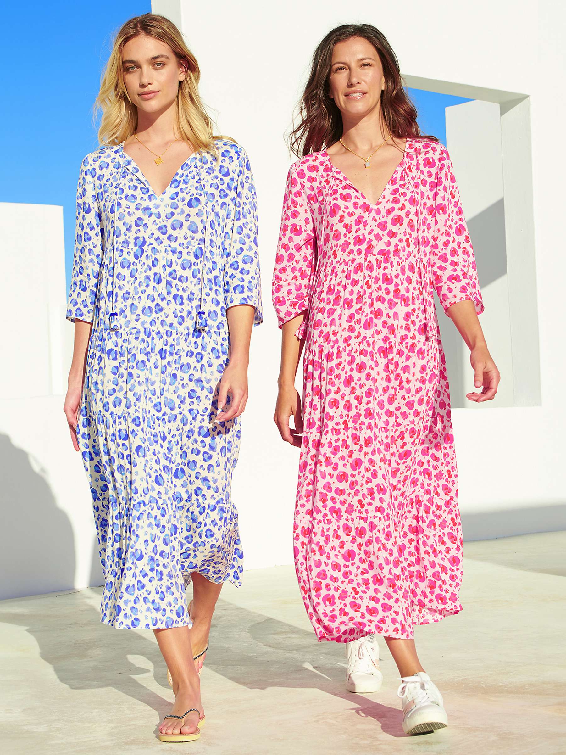 Buy Aspiga Emma Cheetah Print Midi Dress, Cream/Blue Online at johnlewis.com
