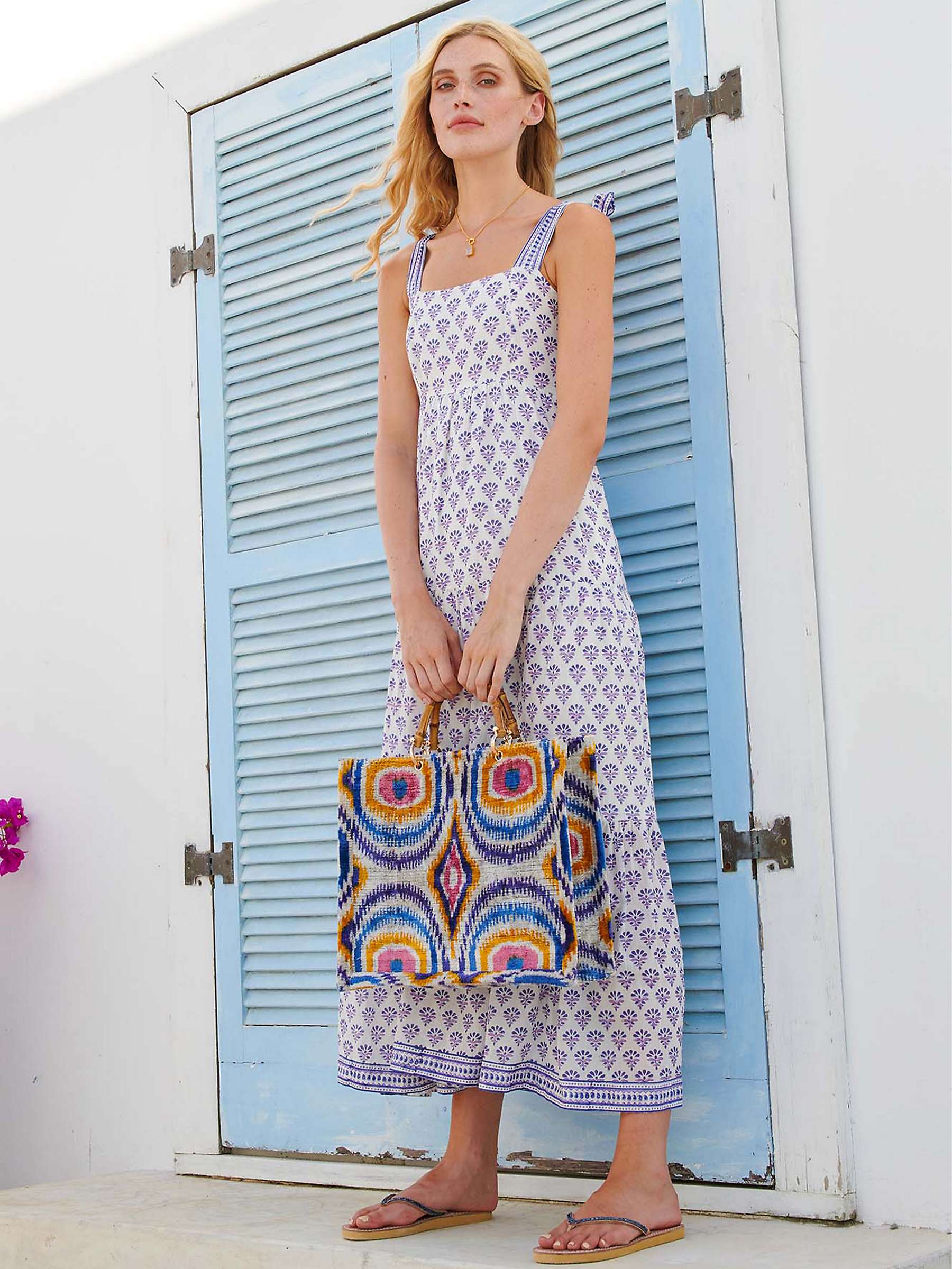 Buy Aspiga Tabitha Block Print Cotton Maxi Dress, Purple/Blue Online at johnlewis.com