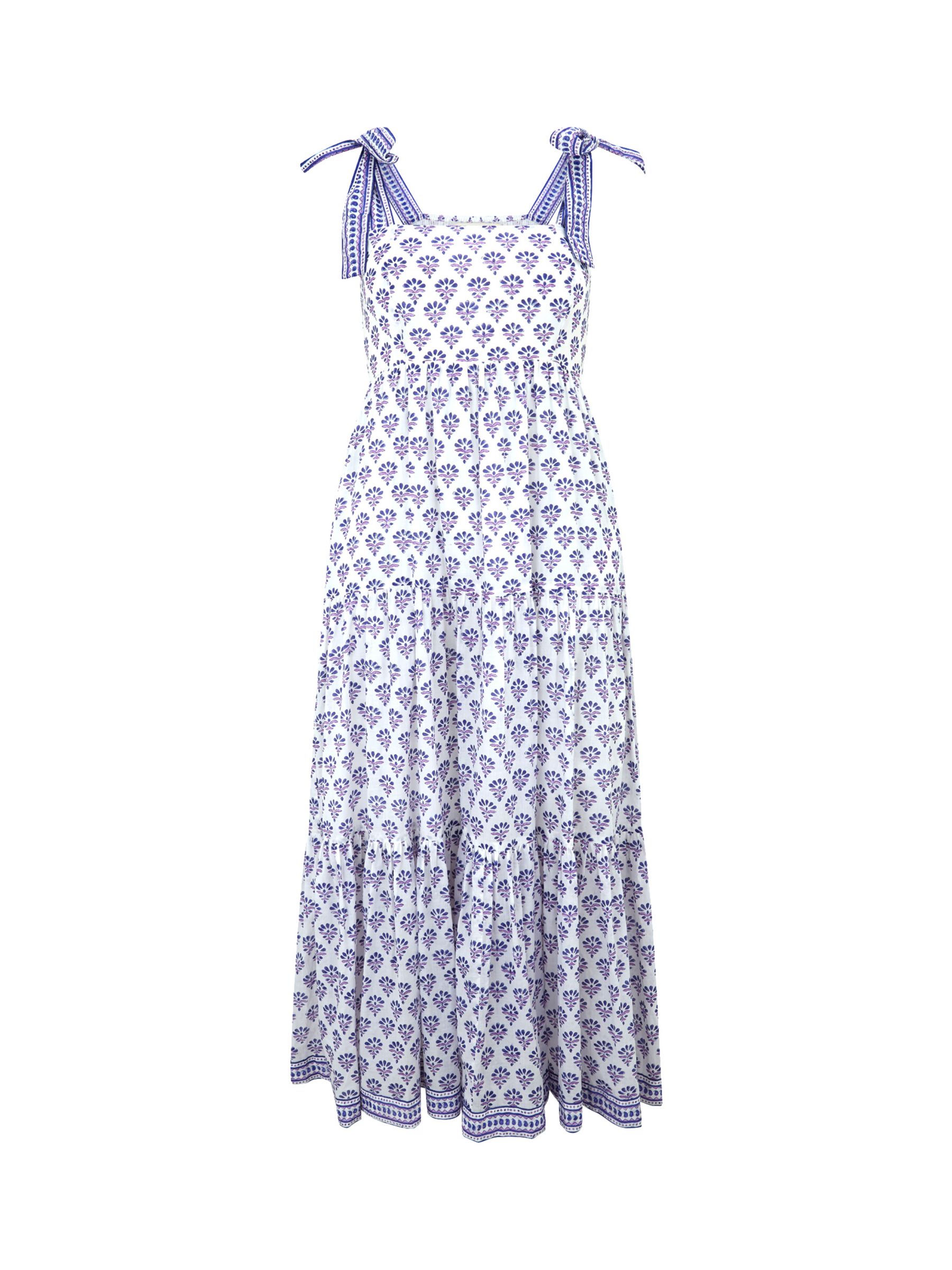 Aspiga Tabitha Block Print Cotton Maxi Dress, Purple/Blue at John Lewis ...