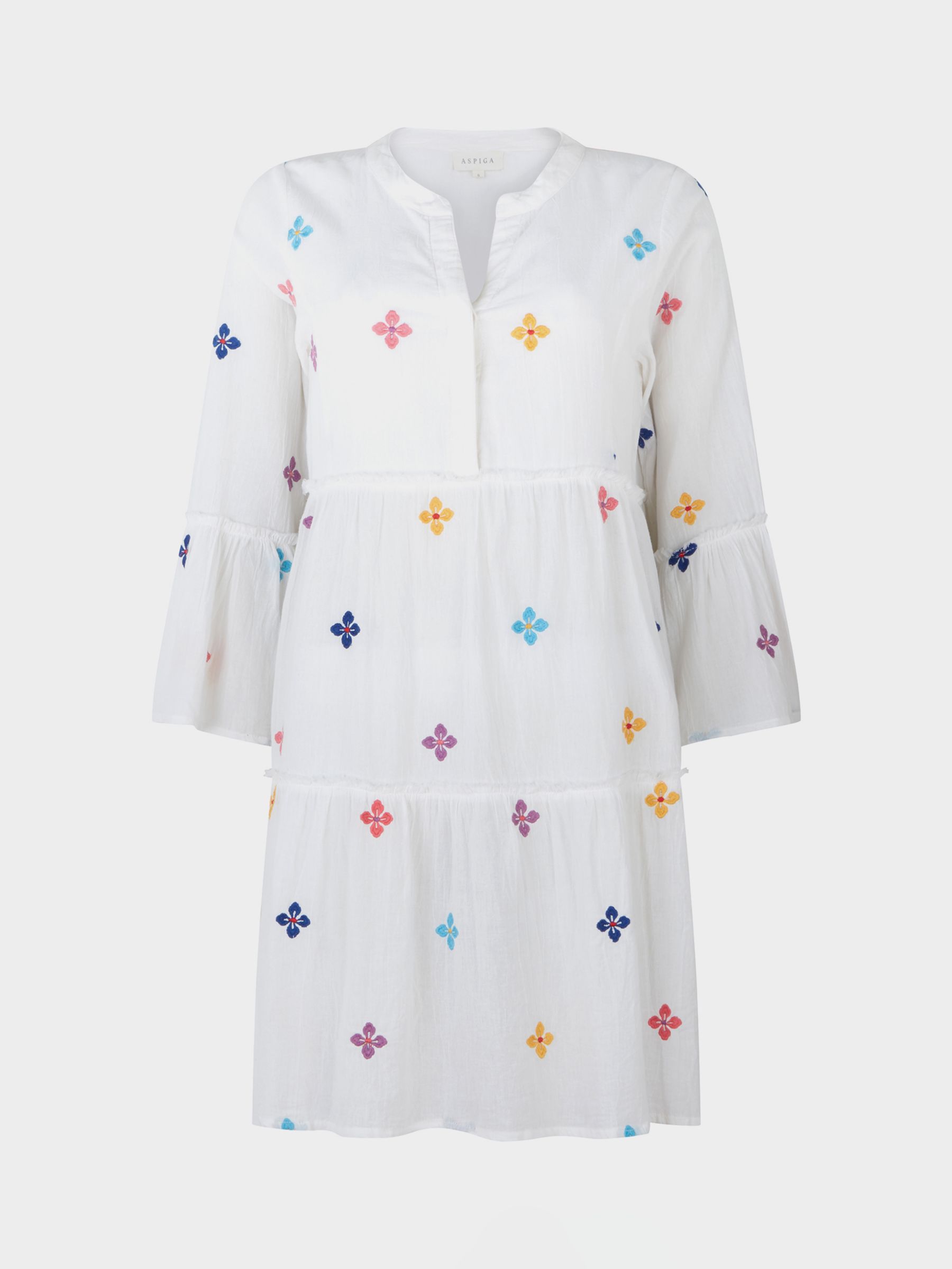 Aspiga Cristina Embroidered Cotton Kaftan White Multi at John