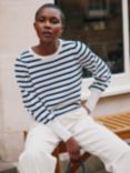 Aspiga Striped Crew Neck Cashmere Blend Jumper, Cream/Navy