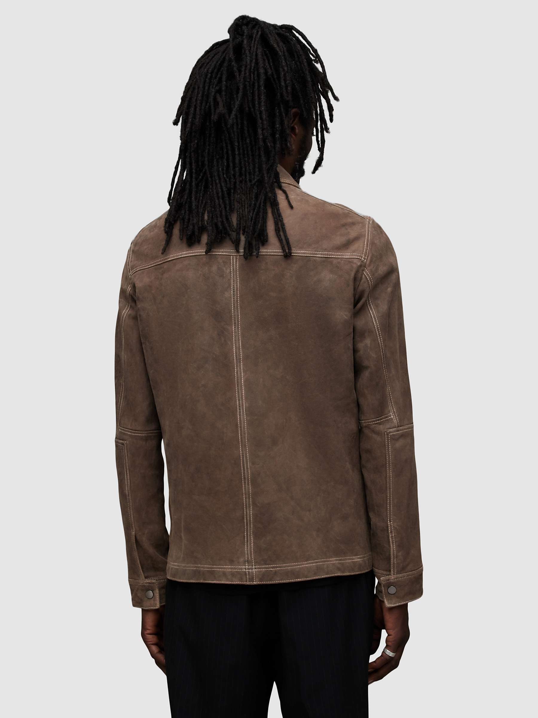 Buy AllSaints Long Sleeve Suede Link Jacket, Light Taupe Online at johnlewis.com