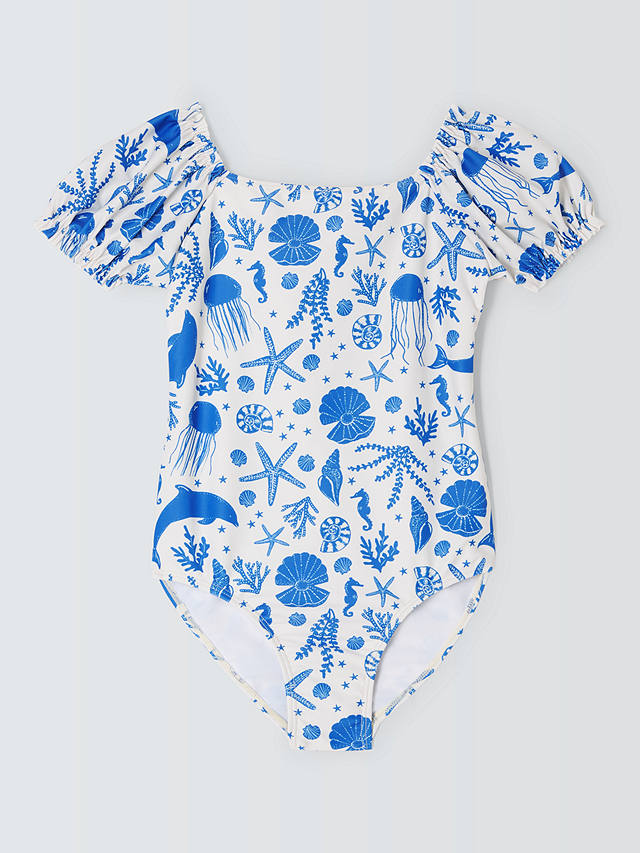 John Lewis Kids' Under The Sea Print Swimsuit. Blue