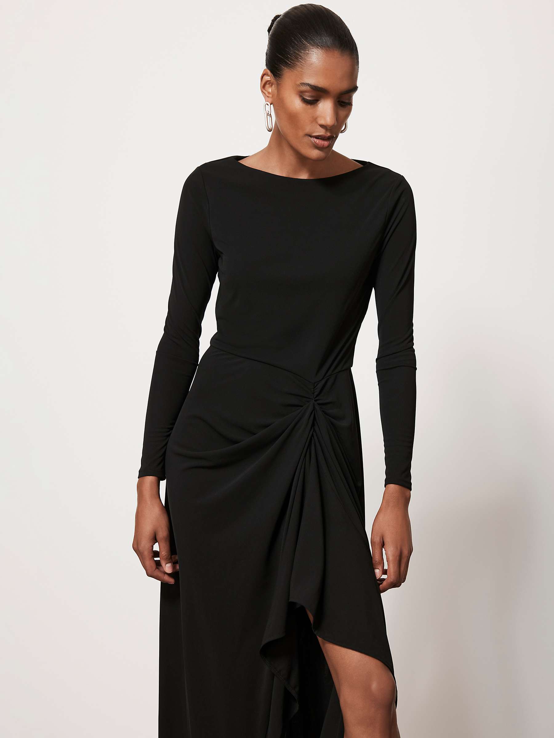 Buy Mint Velvet Draped Jersey Midi Dress, Black Online at johnlewis.com