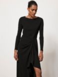 Mint Velvet Draped Jersey Midi Dress, Black