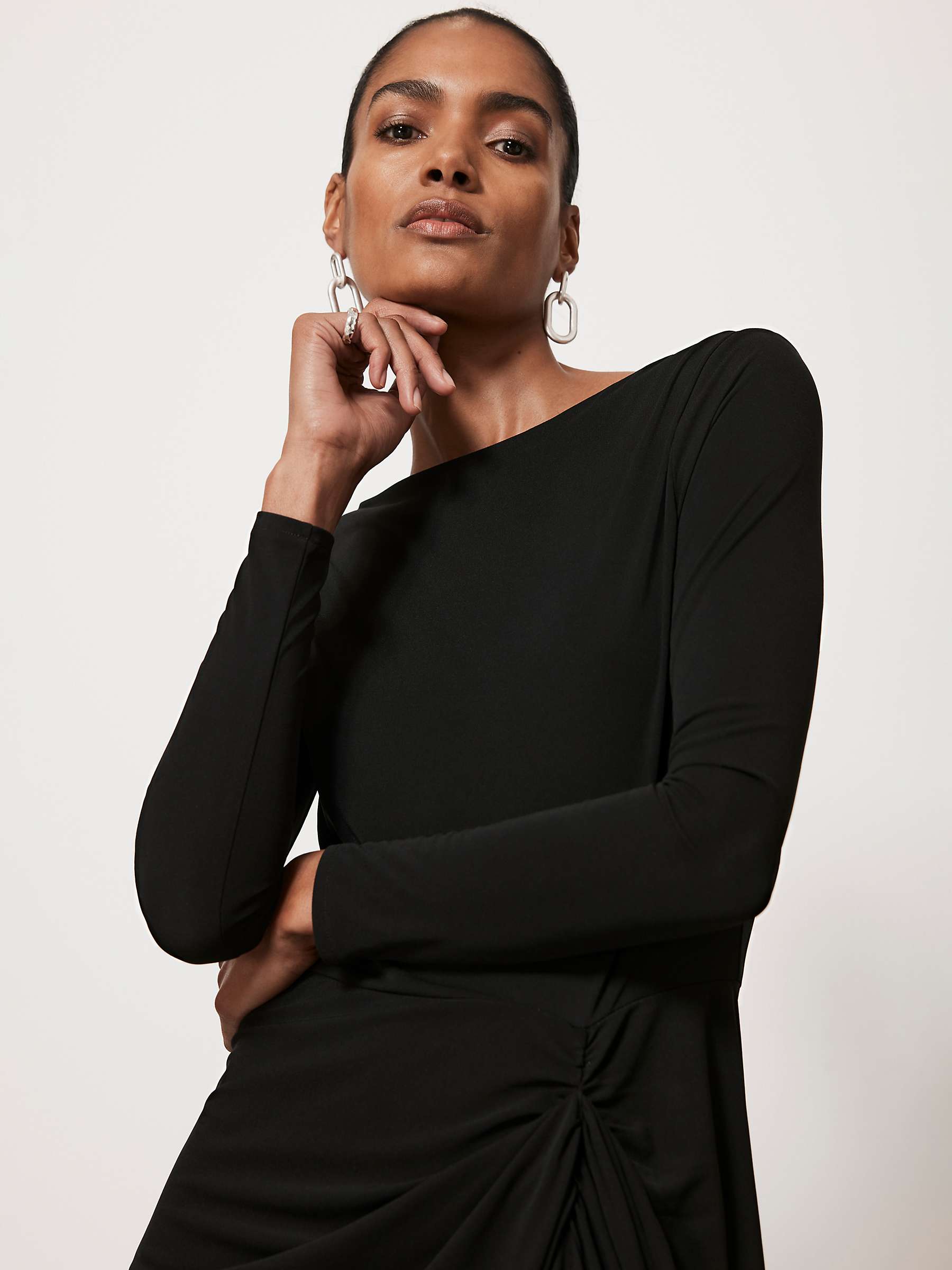 Buy Mint Velvet Draped Jersey Midi Dress, Black Online at johnlewis.com