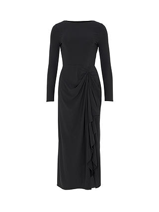 Mint Velvet Draped Jersey Midi Dress, Black