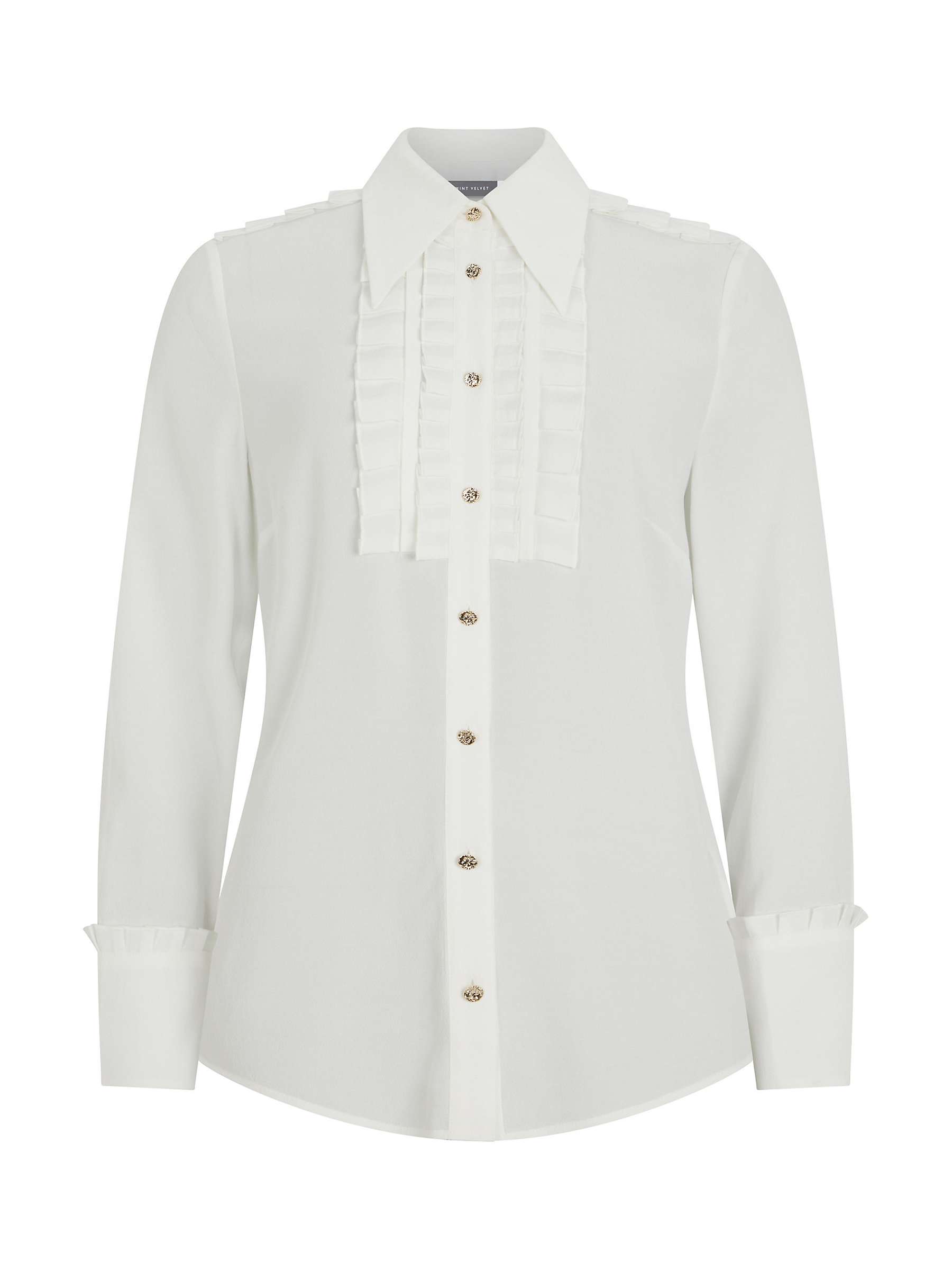 Mint Velvet Pleat Detail Shirt, White Ivory at John Lewis & Partners