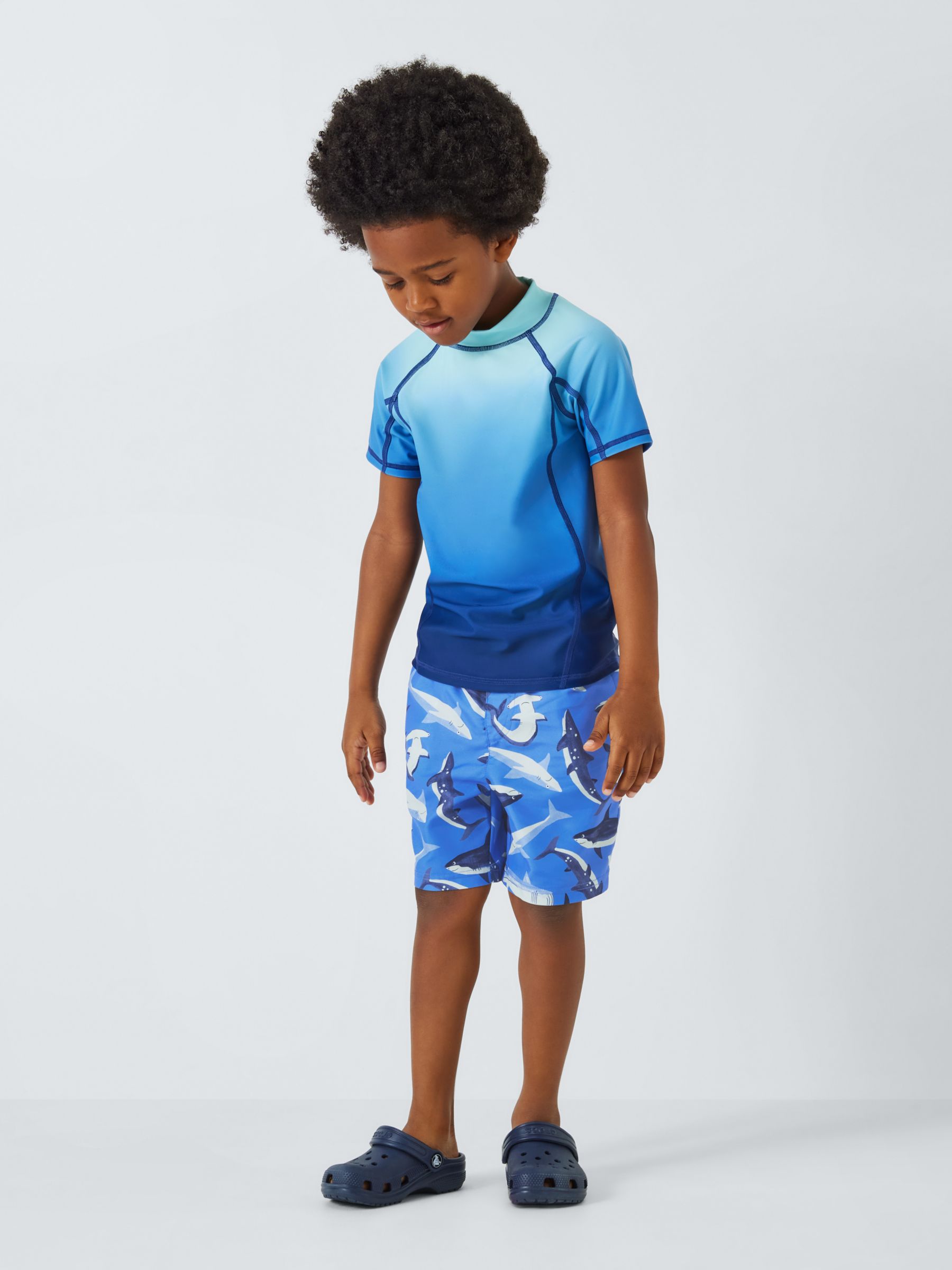 Buy John Lewis Kids' Shark Print Swim Shorts, Blue/Multi Online at johnlewis.com