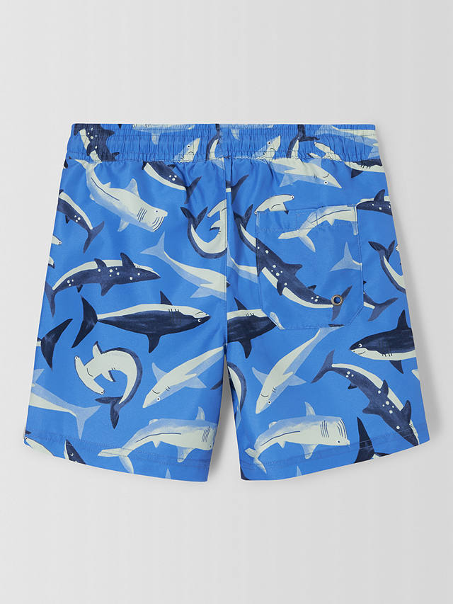 John Lewis Kids' Shark Print Swim Shorts, Blue/Multi
