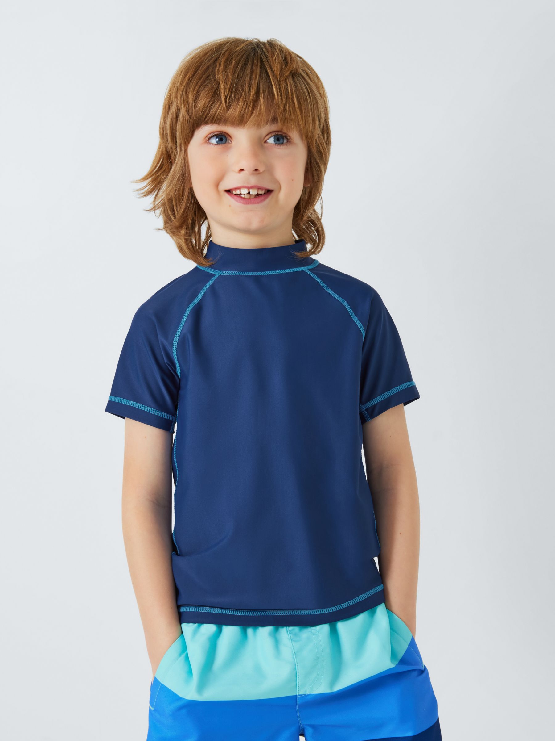 Buy John Lewis Kids' Short Sleeve Swim Rash Vest, Navy Online at johnlewis.com