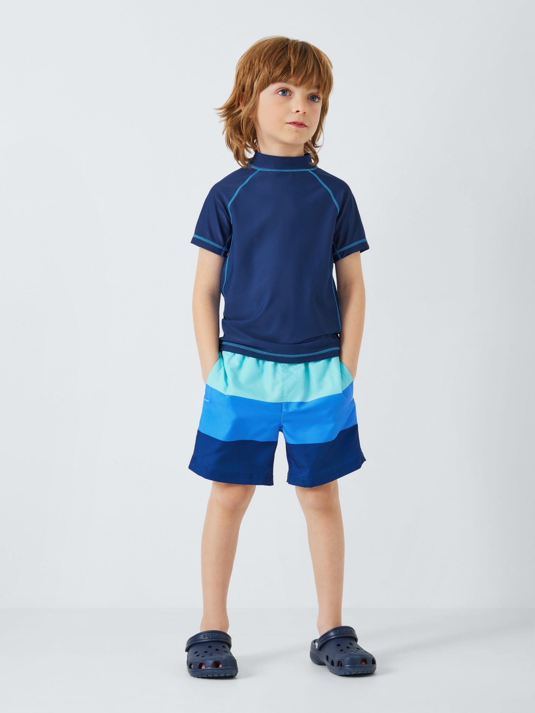 John Lewis Kids' Short Sleeve Swim Rash Vest, Navy, 3 years
