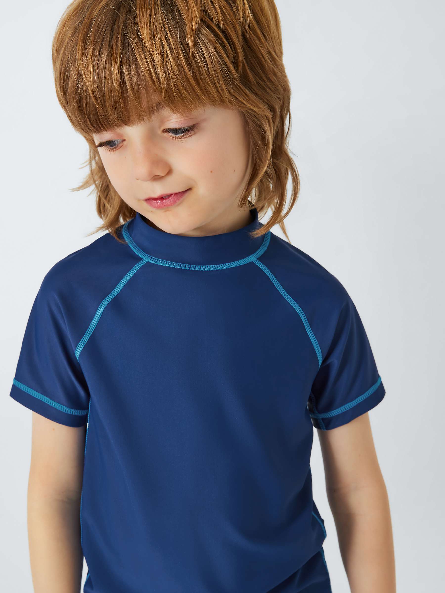 Buy John Lewis Kids' Short Sleeve Swim Rash Vest, Navy Online at johnlewis.com