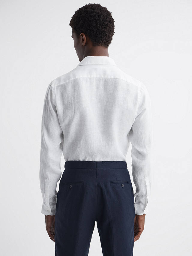 Reiss Rex Long Sleeve Linen Shirt, White