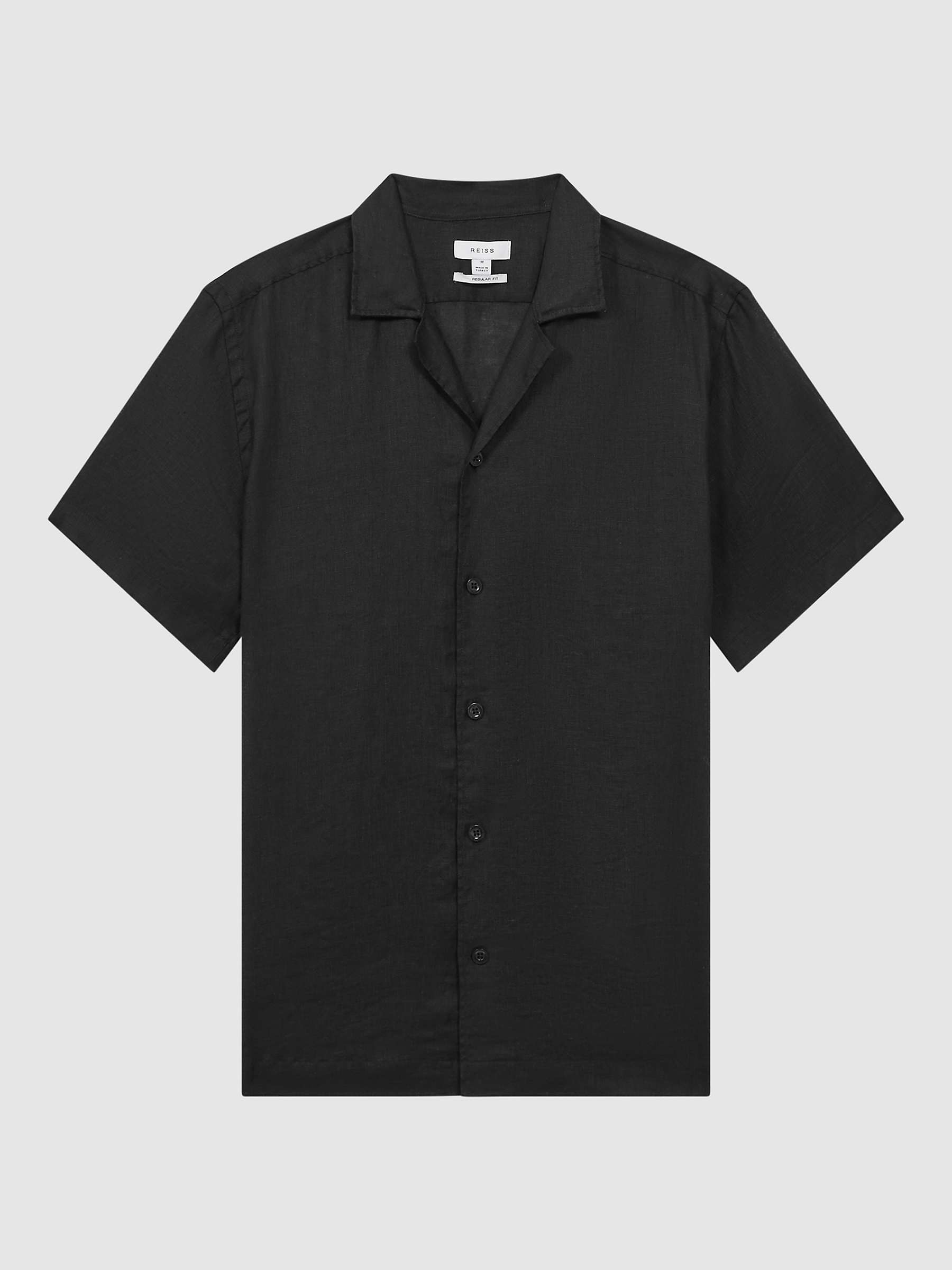 Buy Reiss Rebel Short Sleeve Cuban Collar Shirt, Black Online at johnlewis.com