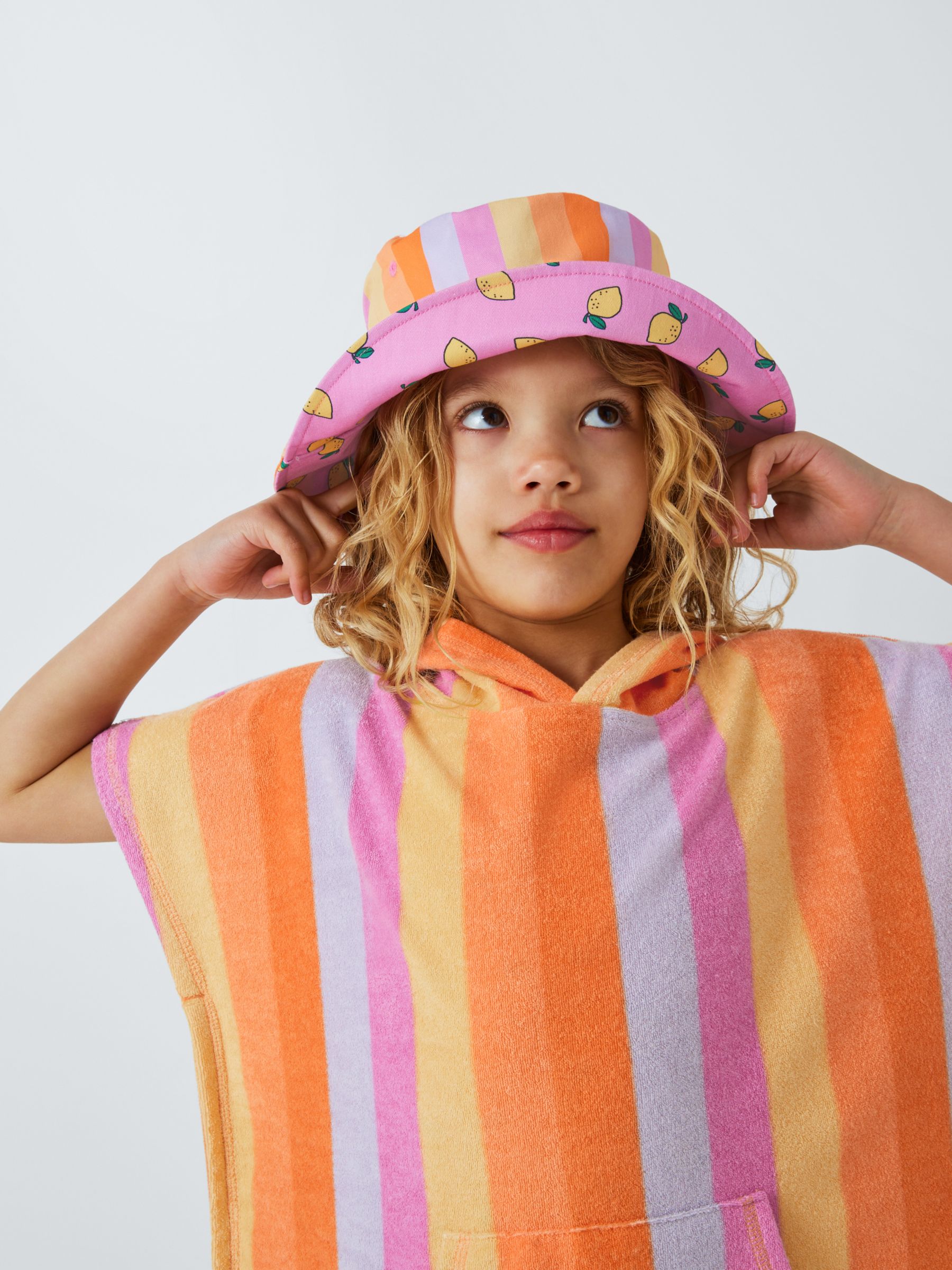 John Lewis ANYDAY Kids' Stripe Towelling Poncho, Multi, 4-5 years