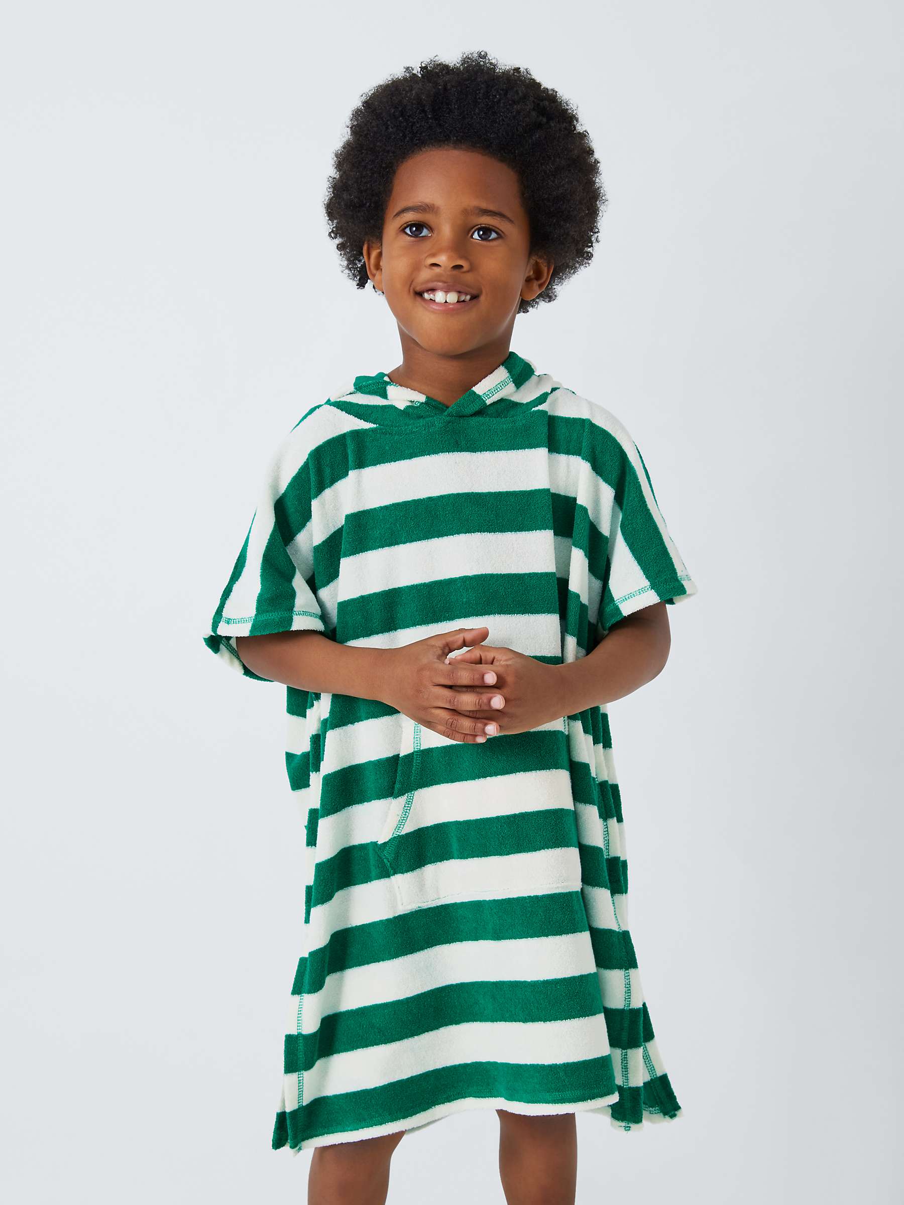 Buy John Lewis ANYDAY Kids' Stripe Towelling Poncho, Green/Multi Online at johnlewis.com