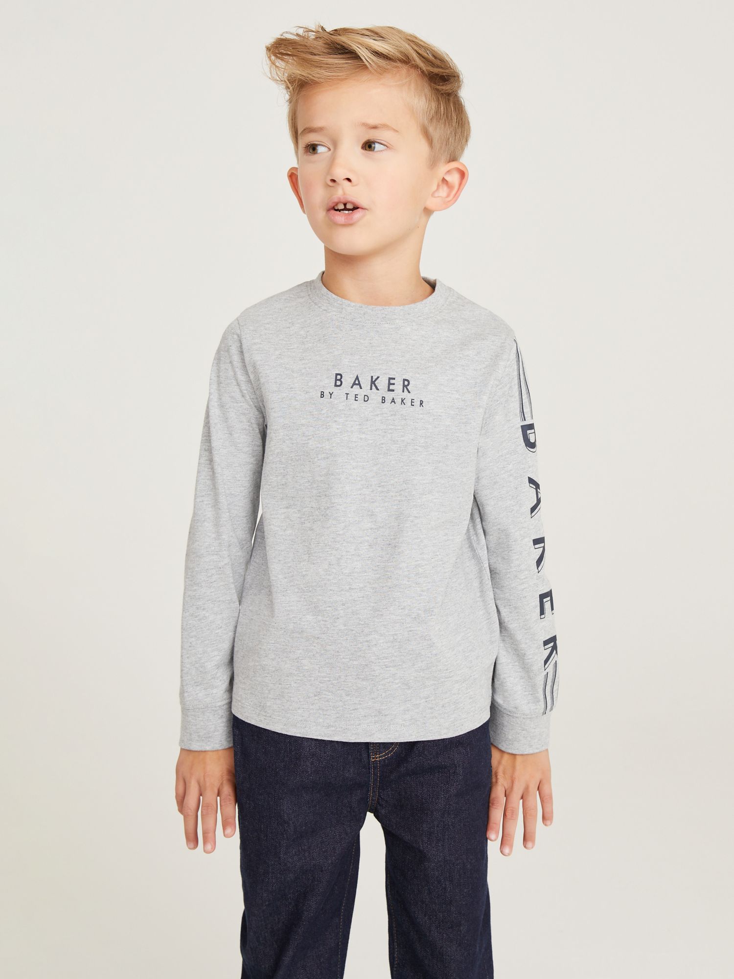 Ted Baker Kids' Logo Long Sleeve T-Shirt, Grey