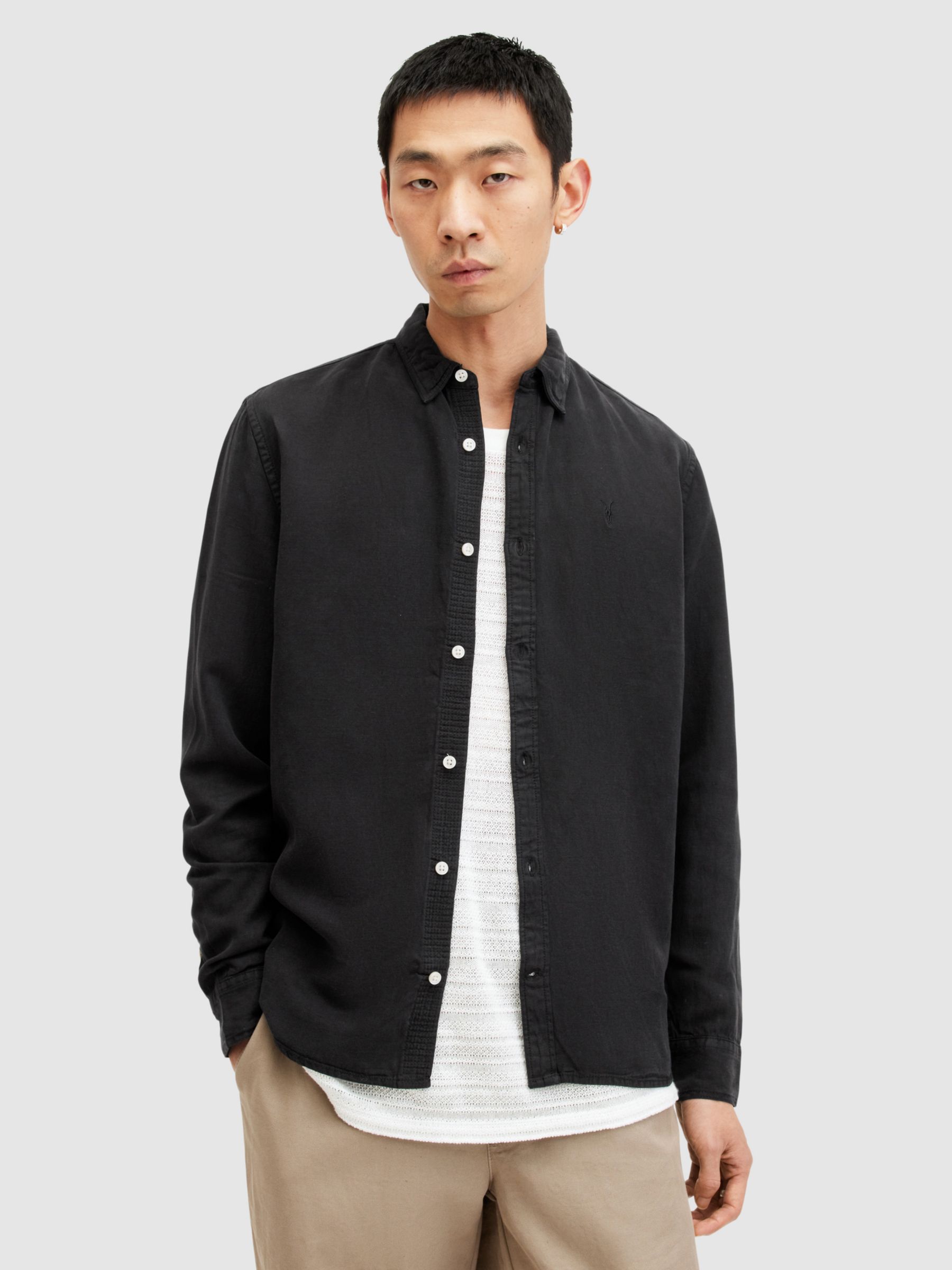 AllSaints Laguna Regular Fit Linen Blend Shirt