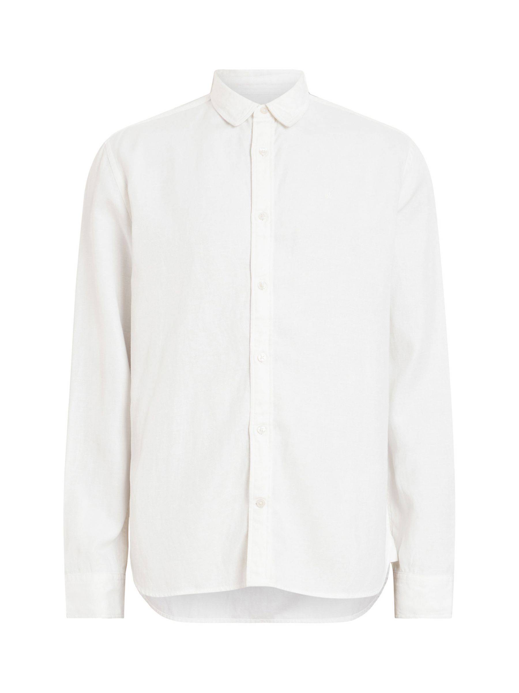 AllSaints Laguna Regular Fit Linen Blend Shirt, Optic White at John ...